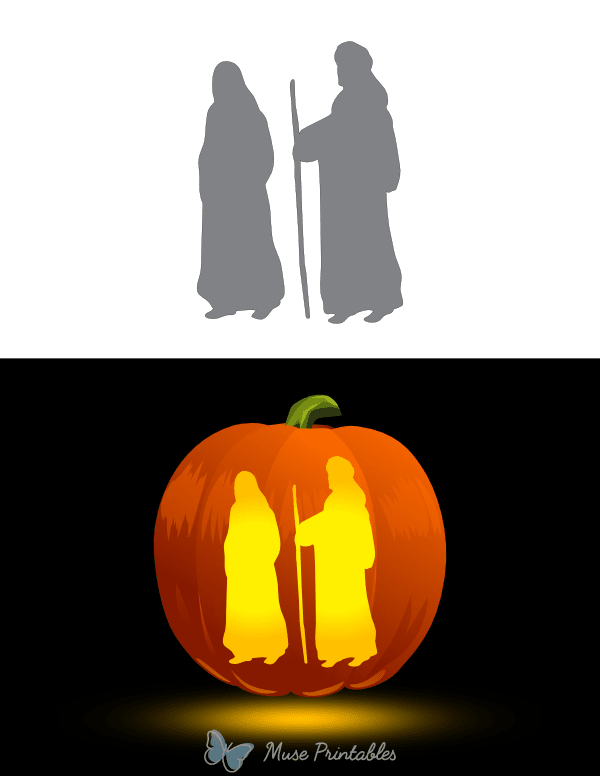 Mary and Joseph Pumpkin Stencil