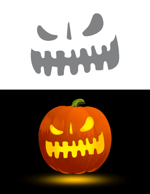 Mean Jack-o'-lantern Face Pumpkin Stencil