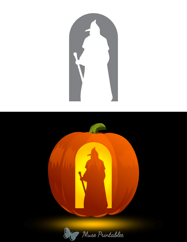 Medieval Plague Doctor Silhouette Pumpkin Stencil