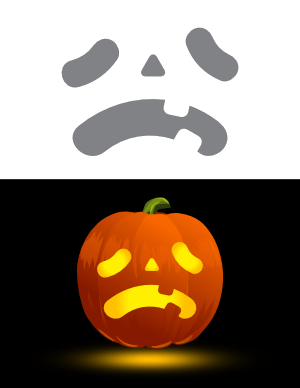 Melancholy Face Pumpkin Stencil
