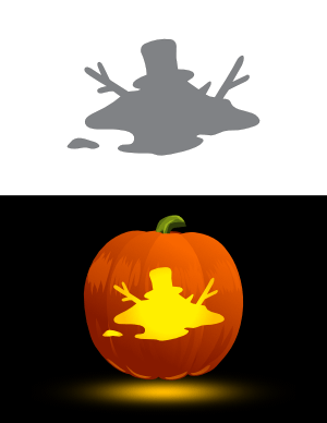 Melted Snowman Pumpkin Stencil