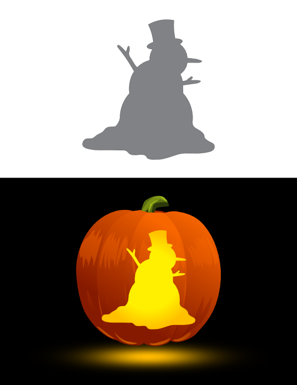 Printable Melting Snowman Pumpkin Stencil