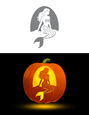 Mermaid Sitting Pumpkin Stencil