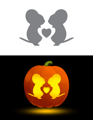 Mice and Heart Pumpkin Stencil