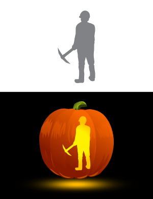 Miner with Pickaxe Pumpkin Stencil