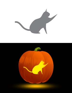 Minimalist Cat Pumpkin Stencil