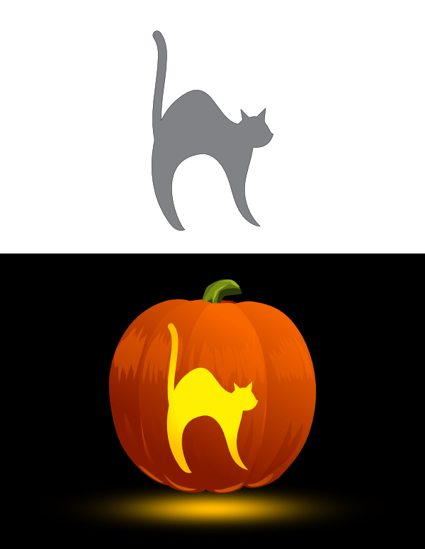 Printable Minimalistic Cat Pumpkin Stencil