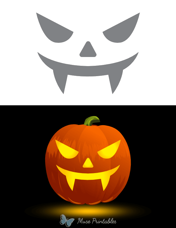Mischievous Vampire Face Pumpkin Stencil
