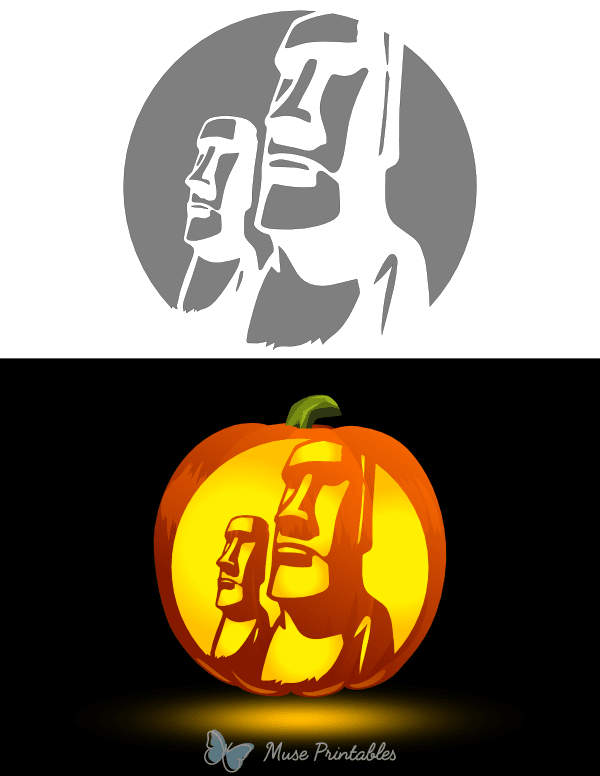 Moai Pumpkin Stencil