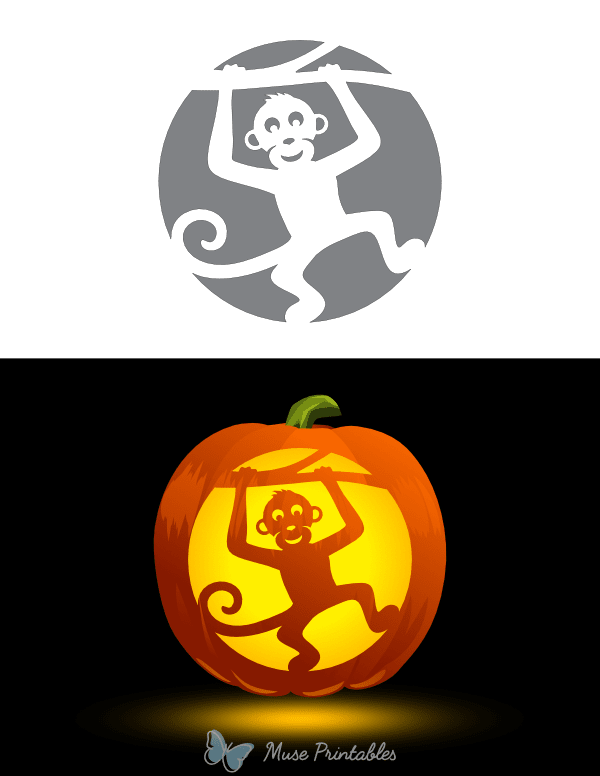 Monkey Pumpkin Stencil