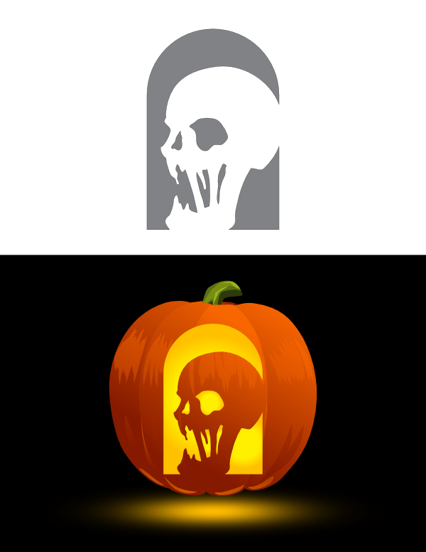 Printable Monsterous Skull Pumpkin Stencil