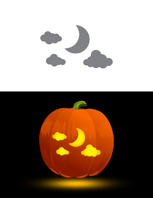 Moon And Clouds Pumpkin Stencil