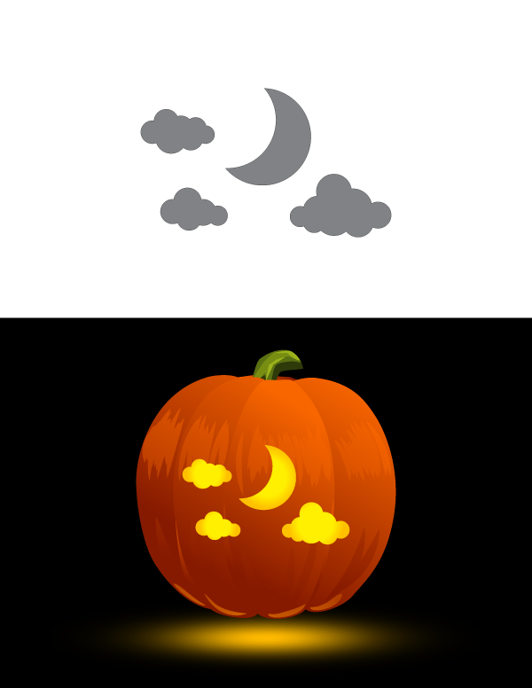Moon And Clouds Pumpkin Stencil
