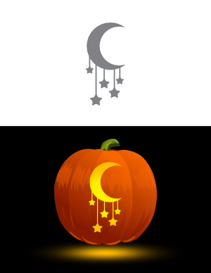 Moon and Hanging Stars Pumpkin Stencil