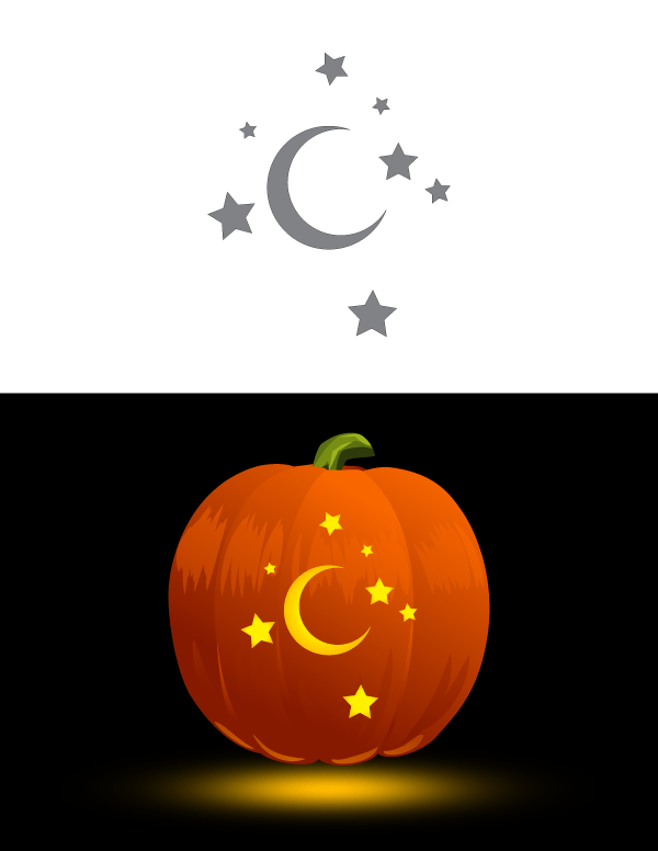 Printable Moon And Stars Pumpkin Stencil