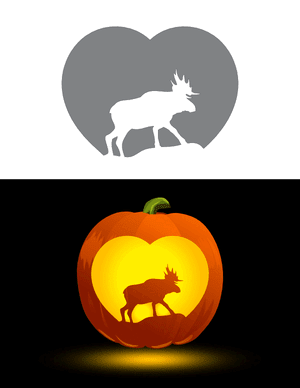 Moose and Heart Pumpkin Stencil