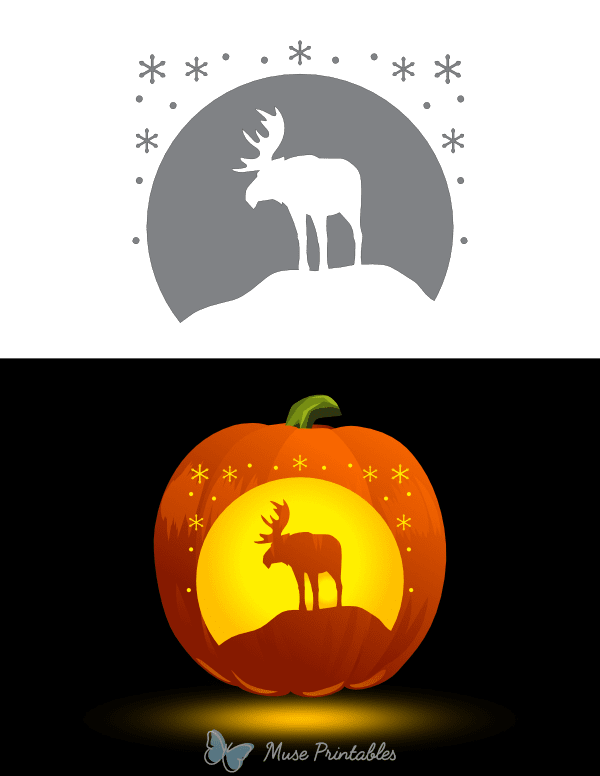 Moose and Snowflakes Pumpkin Stencil