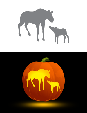 Mother and Baby Moose Pumpkin Stencil