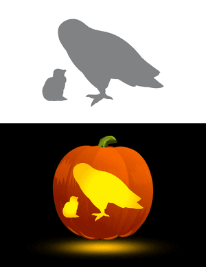 Mother and Baby Snowy Owl Pumpkin Stencil