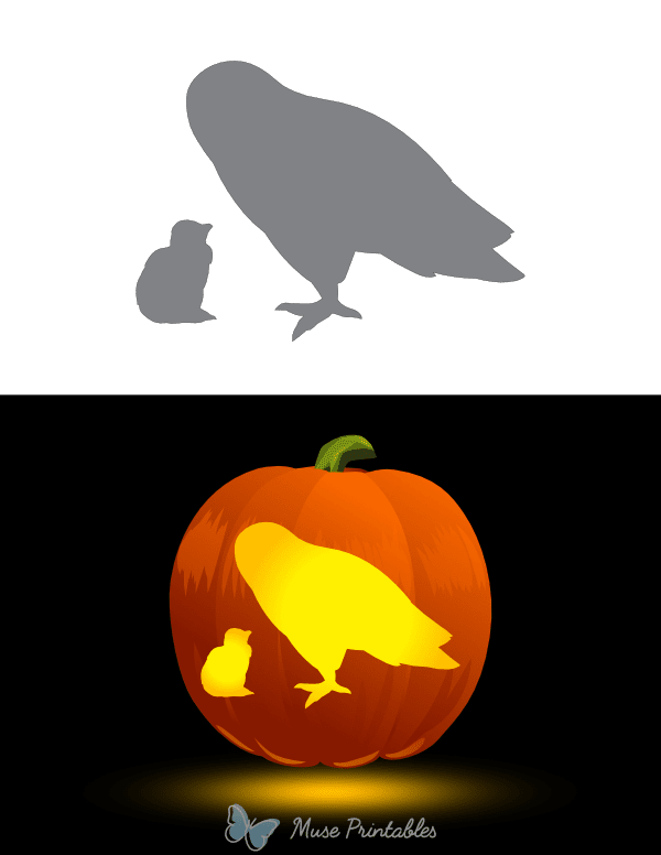 Mother and Baby Snowy Owl Pumpkin Stencil