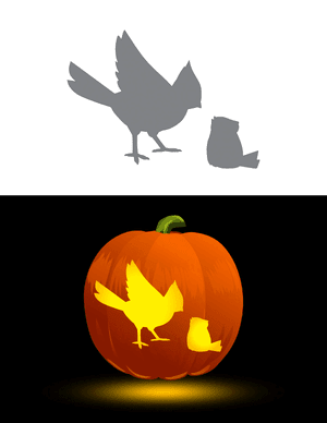 Mother Feeding Baby Cardinal Pumpkin Stencil