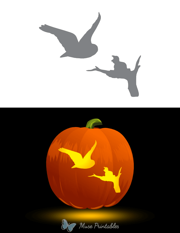 Mother Flying Back to Baby Snowy Owl Pumpkin Stencil