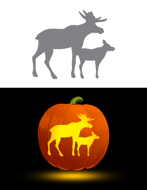Mother Moose and Baby Pumpkin Stencil