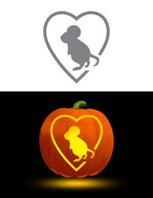 Mouse in Heart Pumpkin Stencil