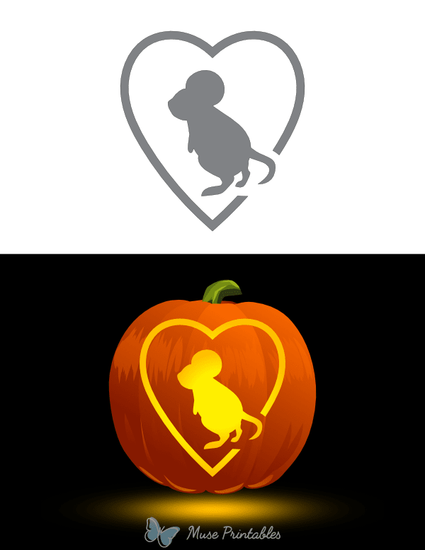 Mouse in Heart Pumpkin Stencil
