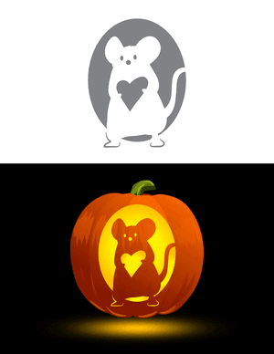 Mouse With a Heart Pumpkin Stencil