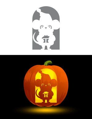 Mouse With Christmas Gift Pumpkin Stencil