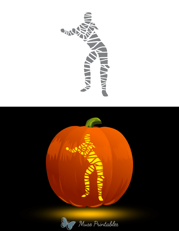 Mummy Dancing Pumpkin Stencil