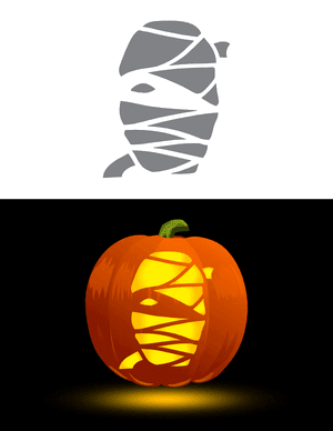 Mummy Face Pumpkin Stencil