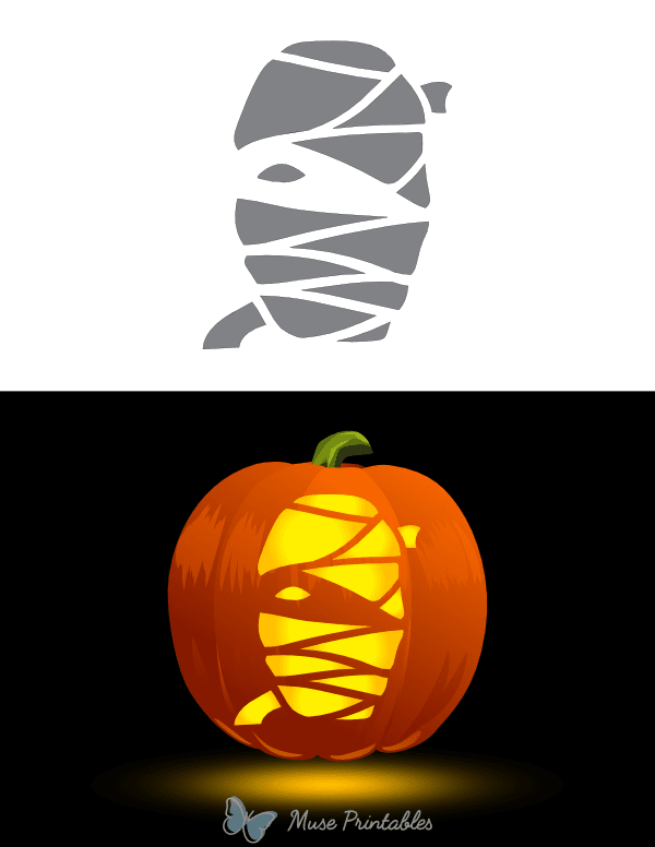 Mummy Face Pumpkin Stencil