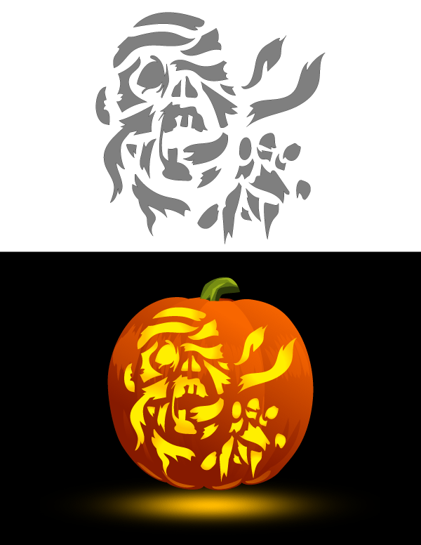 Printable Mummy Head Pumpkin Stencil