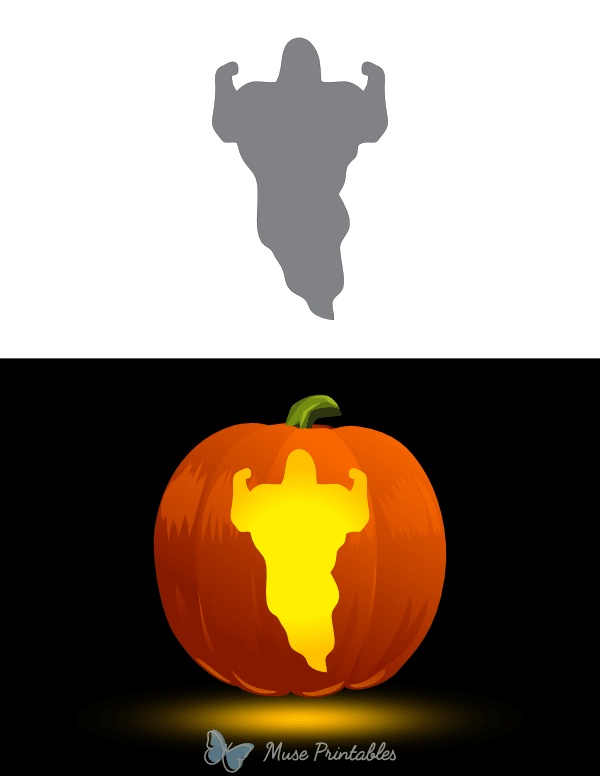 Muscular Ghost Pumpkin Stencil