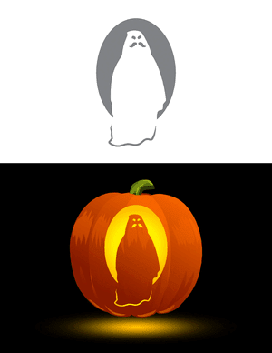 Mustache Ghost Pumpkin Stencil