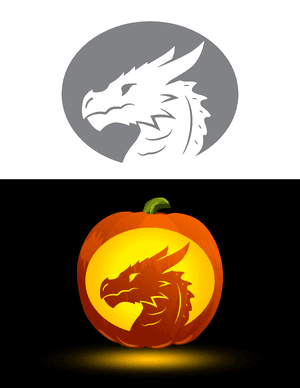 Mythical Dragon Head Pumpkin Stencil