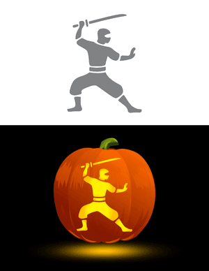 Ninja With Sword Pumpkin Stencil