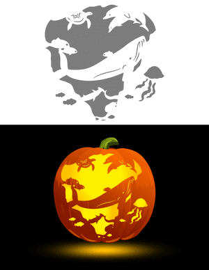 Ocean Animals Pumpkin Stencil