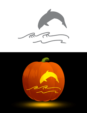 Ocean Wave and Jumping Dolphin Pumpkin Stencil