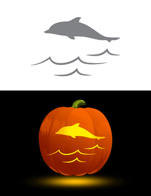 Ocean Waves and Dolphin Pumpkin Stencil