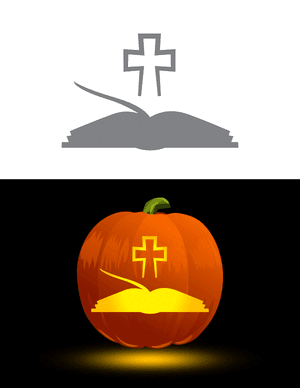 Open Bible Pumpkin Stencil