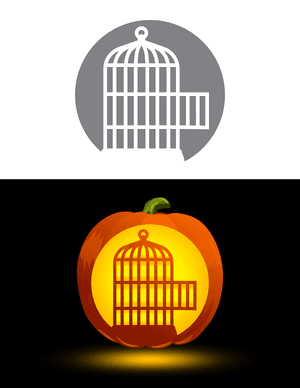 Open Bird Cage Pumpkin Stencil
