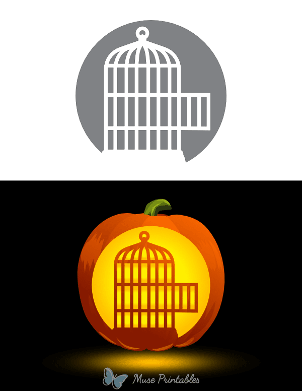 Open Bird Cage Pumpkin Stencil