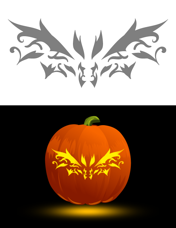 Ornate Bat Pumpkin Stencil