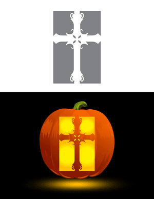 Ornate Cross Pumpkin Stencil