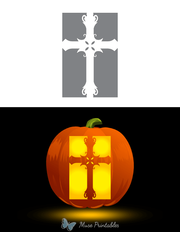 Ornate Cross Pumpkin Stencil