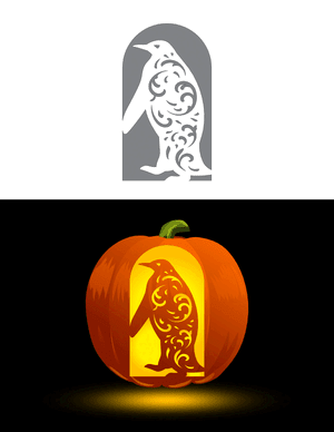 Ornate Penguin Pumpkin Stencil