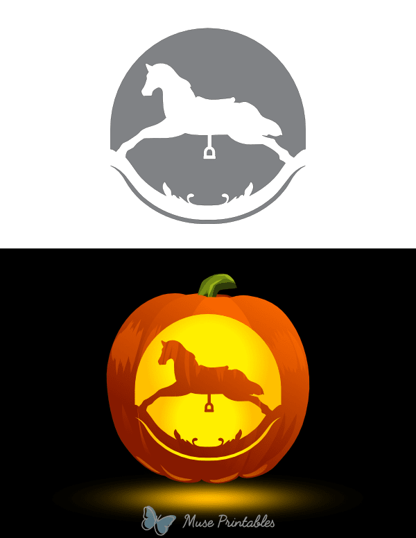 Ornate Rocking Horse Pumpkin Stencil